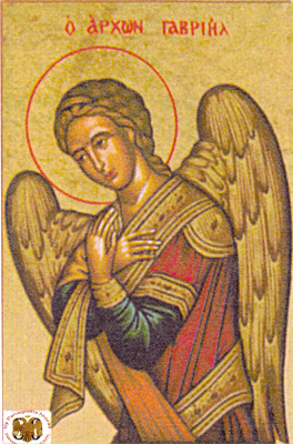 Archangel Gabriel Byzantine Wooden Icon on Canvas